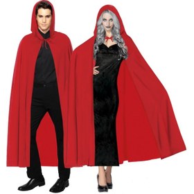 Resim Kırmızı Renk Kapşonlu Pelerin 120 cm 