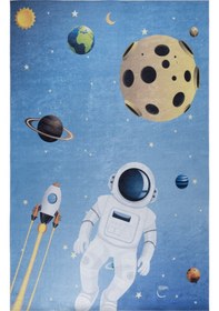 Resim Bianca Eco Dijital Baskı Makinada Yıkanabilir Kaymaz Taban Dekoratif Çocuk Odası Halısı 2697 Mavi 