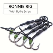 Resim 4 adet Rocklure Ronnie Rig Eğik Saplı Balıkçılık Kancaları - Güvenli Saç Rigs için Yeşil Pcs ile Barb Pop-Up Bait Boilie Vidalı Kanca, Terminal Takılma Aksesuarları (Siyah), Kavisli Saplı Kanca 