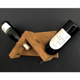 Resim Ahşap Şaraplık, 4 Şişe Bölmeli Ahşap Şaraplık, Koyu Meşe 