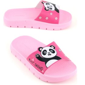 Resim Gezer Kız Çocuk Yazlık Best Friend Panda PU Rahat Taban Ev Banyo Havuz Plaj Terlik 