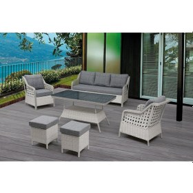 Resim Tu Tienda Ronda 3+1+1+2puf+masa Rattan Bahçe Balkon Mobilyası Beyaz 