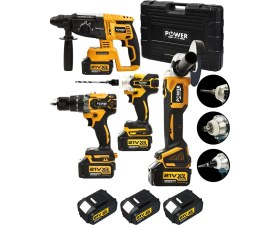 Resim 4'lü Kablosuz Güç Seti: Taşlama, Matkap, Darbeli, Şarjlı, Yüksek Performans 