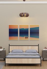 Resim Metalia GM 305 MODERN ÇİFT KİŞİLİK AHŞAP METAL SİYAH SONOMO KARYOLA 150X200 