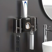 Resim 1set Diş Fırçası Tutucu ve Gargara Bardağı, Otomatik Diş Macunu Dispenser, Duvara Monte Diş Fırçası Depolama Rafı, Diş Fırçası Depolama Organizatörü, Diş Fırçası Rafı ve Banyo Bardağı Seti, Banyo Aksesuarları 