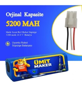Resim Miele Scout Rx3 Robot Süpürge 5200 Mah 14.4 V Batarya - Orjinal Uyumlu Uzun Ömürlü, Yüksek Performans Pil 