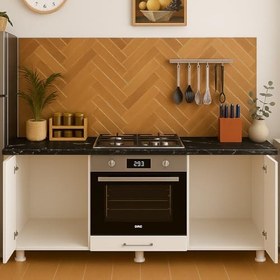 Resim Ankastre Fırın Ve Ocak Dolabı, Set Üstü Ocak Dolabı, Çok Amaçlı Dolap, Hazır Mutfak Modülü (BENDİR-BEYAZ, 90Y*60D*140G) 