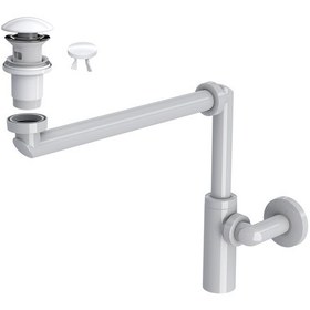 Resim Suera Luna Yer Tasarruflu Lavabo Sifonu + Elixir Pop-up Set Parlak Beyaz - Taşma Delikli 