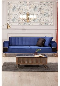 Resim Modalife Demre Üçlü Kanepe Yataklı Lacivert 