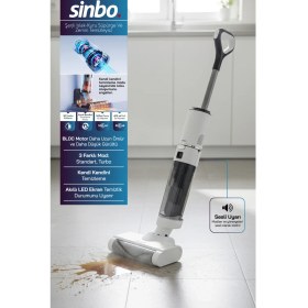 Resim Sinbo SFC-4101 Şarjlı Islak Kuru Süpürge Beyaz – Vakum + Mop + Yıkama, BLDC Motor 