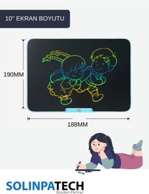 Resim Solinpatech 10'' Şarj Edilebilir Dijital Yazı Çizim Tableti Mavi (Dijital Kalemli ve USB Kablolu) 