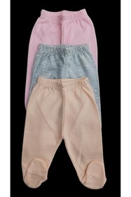 Resim özdemirli bebe Bebek Patikli Alt Hava Alır Kumaş Düz Renk (3 Lü Paket Gri-somon-pembe) 