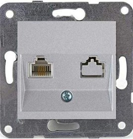 Resim Viko Artline Novella Gümüş Tekli Nümeris Cat-3 Telefon Prizi Çerçevesiz 92605032 