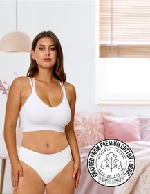 Resim Alya Underwear Kadın Bato Tanga Pamuklu Külot, Büyük Beden String, 5'li Paket- 2 Siyah, 1 Beyaz, 2 Ten Renkli P02 