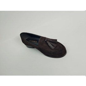 Resim Kadın Hakiki Deri Püsküllü Kahverengi Süet Ayakkabı Kahverengi 