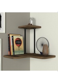 Resim Dekorister Agora Köşe Duvar Rafı Ceviz 