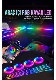 Resim Araç İçi Atmosfer Ambiyans Led Neon Rgb App Kontrollü 18 Parça 