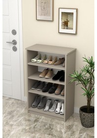 Resim Asra Trend MDF 4 Katlı Açık Raflı Ayakkabılık - 60 cm, Modern,Bot Uyumlu,Çok Amaçlı Düzenleyici,A-31 Kül Gri 