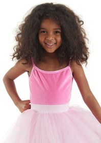 Resim Pink Velvet Bodysuit, Sleeveless-Strappy - 5-6 years 
