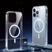 Resim Premium Manyetik Kablosuz Şarj Kılıfı Seti iPhone 11 11 Pro 11 Pro Max 12 12 Pro Max 13 13 Pro Max 14 15 16 Pro Max 16 16 Pro 16 Pro Max için Şeffaf Kapak, kablosuz şarj 