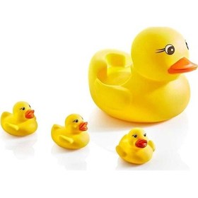 Resim Sevimli Vinil Ördek Ailesi Banyo Oyuncakları 