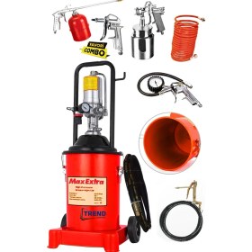 Resim Max Extra 12 Litre Havalı Gres Pompası 4 Mt. Hortum Tabanca ve 5 Parça Havalı Alet Seti 