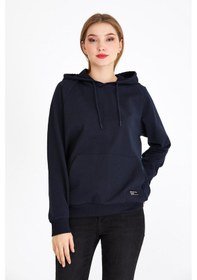Resim Comeor Kadın Lacivert Basic Kapüşonlu Regular Fit Rahat Sweatshirt 001 