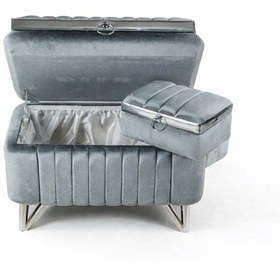 Resim Elasu Çeyiz Sandığı Amortisörlü 2li Gri Cetvel Model 