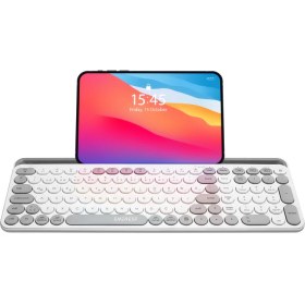 Resim Everest Ekw-28 Çift Modlu Kablosuz 2.4ghz & Bluetooth V5.0 Türkçe Q Çoklu Cihaz Bağlantılı Klavye Sessiz Beyaz/gri 