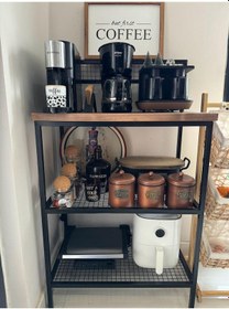 Resim Lüks Kahve Köşesi / Mutfak Rafı / Metal Raf / Çok Amaçlı Raf 