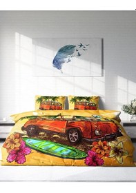 Resim Retro Tek Kişilik 3 Parça Antibakteriyel Nevresim Takımı 