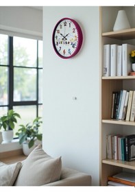 Resim 36 Cm Pembe Çocuk Odası Duvar Saati Açık 