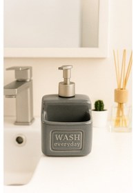 Resim Makri Home Şık Ve Pratik Seramik Süngerlikli Sıvı Sabunluk/deterjanlık, Gri, 500 Ml Açık Gri 
