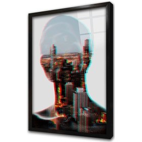 Resim Kadın Ve Şehir Çerçeveli Cam Tablo-173153 