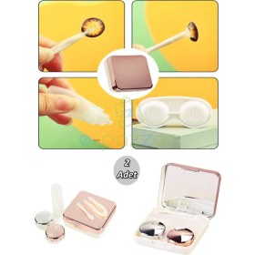 Resim Epazzar 2 Adet Aynalı Lens Kutusu Seti 5 Parça Kontakt Lens Taşıma Saklama Kutusu Rose 2 Adet 