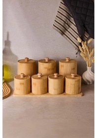 Resim Perotti Pisa 7 Parça Tezgah Üstü Bambu Standlı Baharat Seti 90084 Kahverengi 