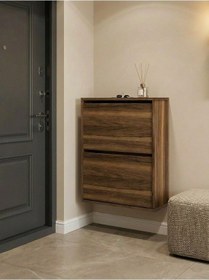 Resim Double Düşer Kapak Ceviz Ayakkabılık Raflı Ayakkabılık 2 Bölmeli Beyaz 