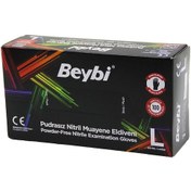 Resim Beybi L Siyah Pudrasız Nitril Muayene Eldiveni 100lü 4832 