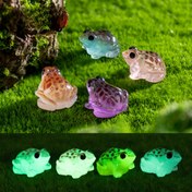 Resim 5 Adet Karanlıkta Parlayan Mini Kurbağa Figürleri, Karnaval için Reçine DIY Dekoratif Aksesuarlar 