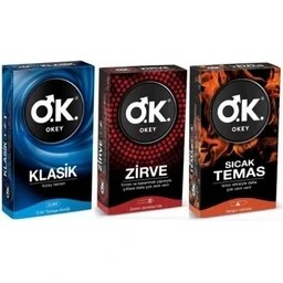 Resim Okey Prezervatif Klasik 10 Lu + Zirve 10 Lu + Sıcak Temas 10 Lu 