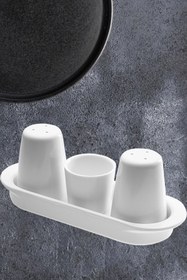 Resim nazen MimHome Sofra Tuz Baharat Seti/ 4 Parça Sade:HORECA Endüstriyel Mutfak Masaüstü Ekipman 