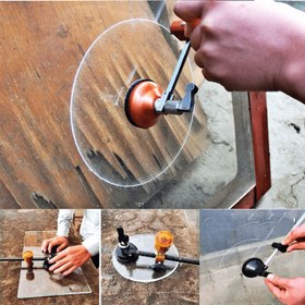 Resim 1parça Ayarlanabilir Dairesel Cam Kesici ile Emme Kupa - Metal Manuel Pusula Tipi Cam Kesme Aracı, Hassas Tekerlekli Daire Kesici Ev ve Ticari Kullanım için - Şarj Edilmemiş Güç Modu - DIY Meraklıları ve Profesyoneller için - Ev İyileştirme Projeleri için İdeal Hediye 