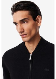 Resim Lacoste Erkek Classic Fit Fermuarlı Kolej Yaka Pamuklu Yünlü Kalın Hırka Siyah Siyah 