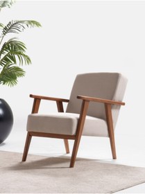 Resim ÖZMOB SKANA Berjer Tekli Koltuk Gürgen Ağacı/Dış Budak Ağacı Modern Berjer Yumuşak Keten Döşeme 