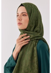 Resim Mirsoy Scarf Daka Desen Parlak Jakar Şal - Yeşil Yeşil 