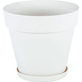 Resim Drenaj Aparatlı 19 Cm Dekoratif Saksı, 3 Litre Kapasite, Kirli Beyaz - 