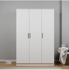 Resim Kardelen Serisi Mat Beyaz 3 Kapaklı 5 Raflı 120 Cm Elbise Dolabı Beyaz 