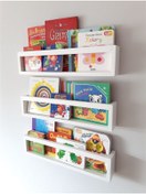 Resim Jaju Baby 60 Cm 3 Lü Beyaz Raf Montessori Kitaplık Çocuk Odası Aksesuar Dekorasyon Mobilya 