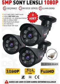 Resim DS-2015HD-BLACK-3 IDS - 5MP SONY LENSLİ 1080P FULLHD AHD GÜVENLİK KAMERASI - 3 ADET 