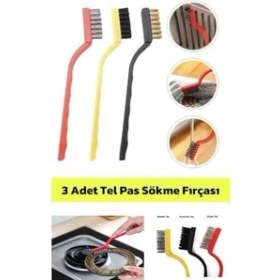 Resim Grains Global 3 Adet Ocak Fırın Mangal Izgara Airfryer Temizliği Tel Pas Sökme Fırçası 3lü Yağ Temizleme Fırçası 